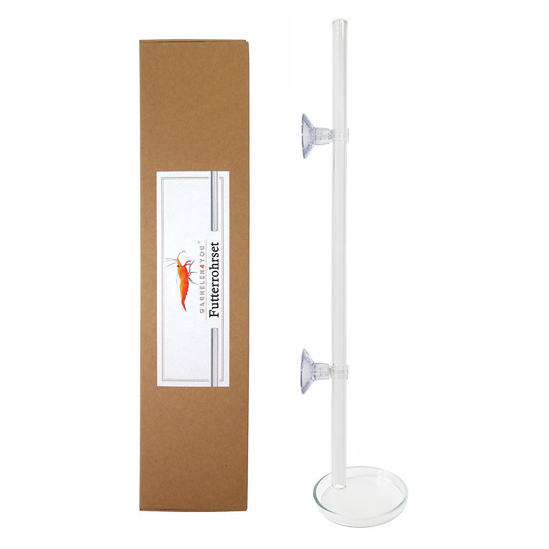 GARNELEN4YOU® Futterrohr-Set aus Laborglas | Rohr und Futter-Schale
