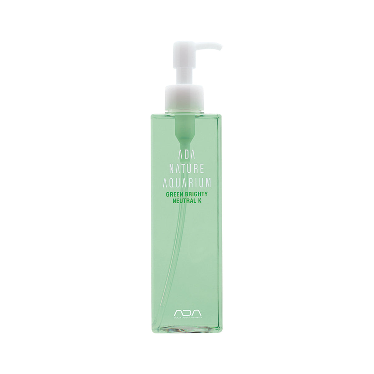 Das Bild zeigt eine Flasche des flüssigen Düngers ADA Green Brighty Neutral K. Hier ist eine detaillierte Beschreibung:
ADA Green Brighty Neutral K